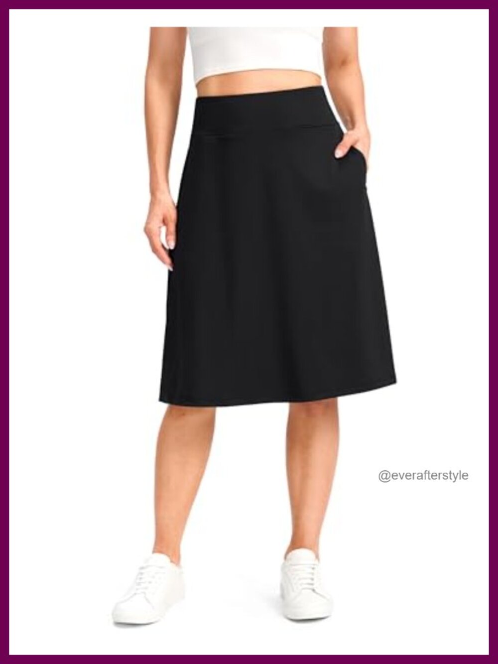 Stretchy Knee-Length Skorts with Pockets Built-in Shorts